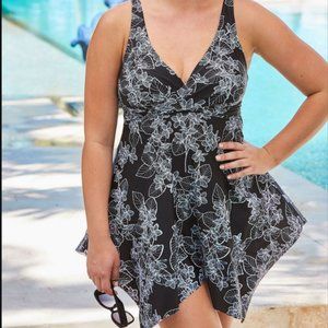 2pc Hankie Hem twist Swimdress & Brief Set Swimsuits For All